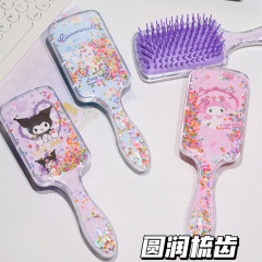 高颜值透明闪闪流沙气囊梳子可爱立体萌卡通少女心手把按摩气垫梳