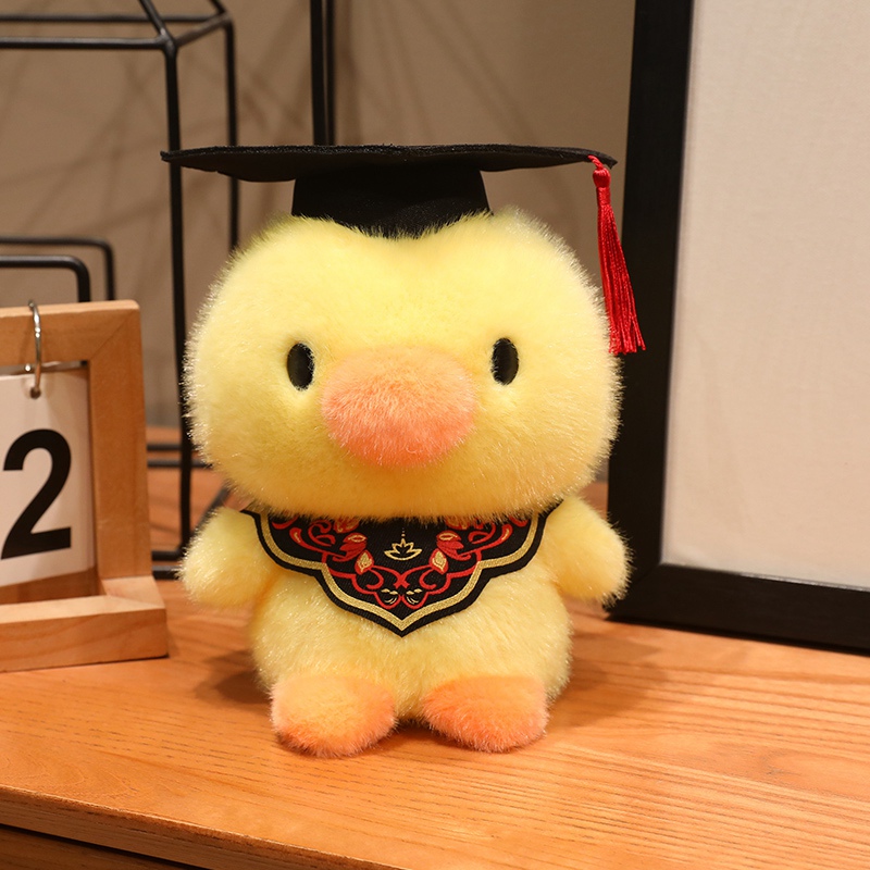 Cute Dr. Pato muñecas juguetes de peluche muñecas de tela muñecas estudiantes regalos de graduación con logotipo