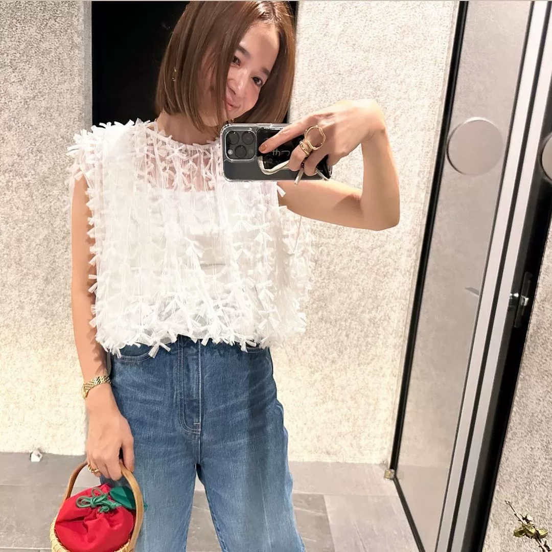 Сухой журавль весенний и летний релаксация ретро модный бант сетчатый топ свободная тонкая без рукавов