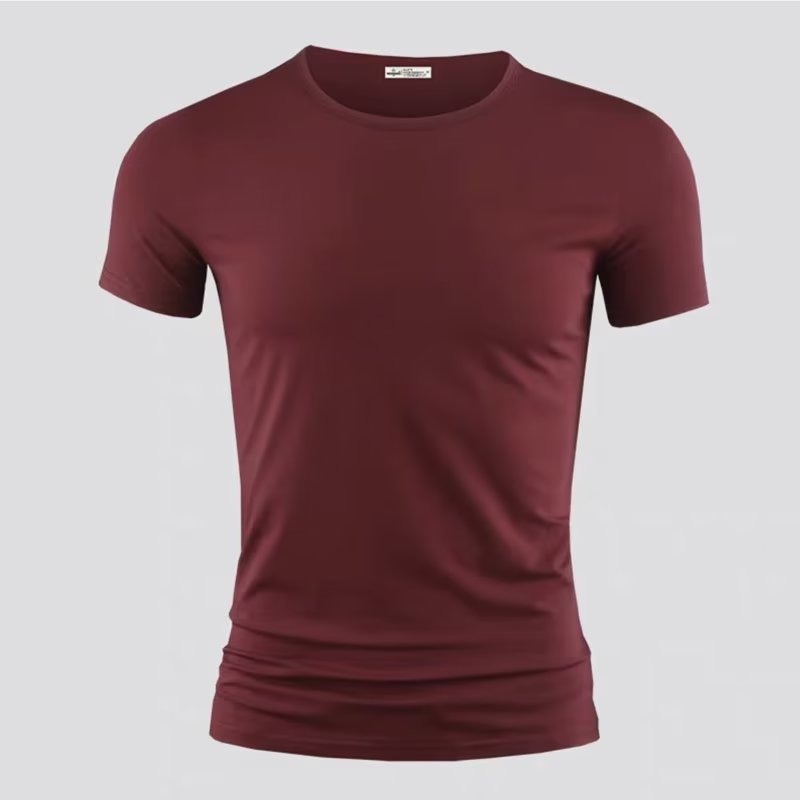 Deportes ocasionales de los hombres de Verano de la moda Americana de color sólido delgado superior versátil simple apretado de manga corta Camiseta ropa