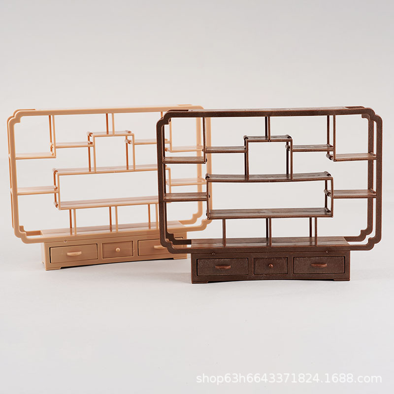 Miniature Square Display Shelf Plastic Toy Children's Pretend Play Furniture Dollhouse Scene Decoration Display Stand