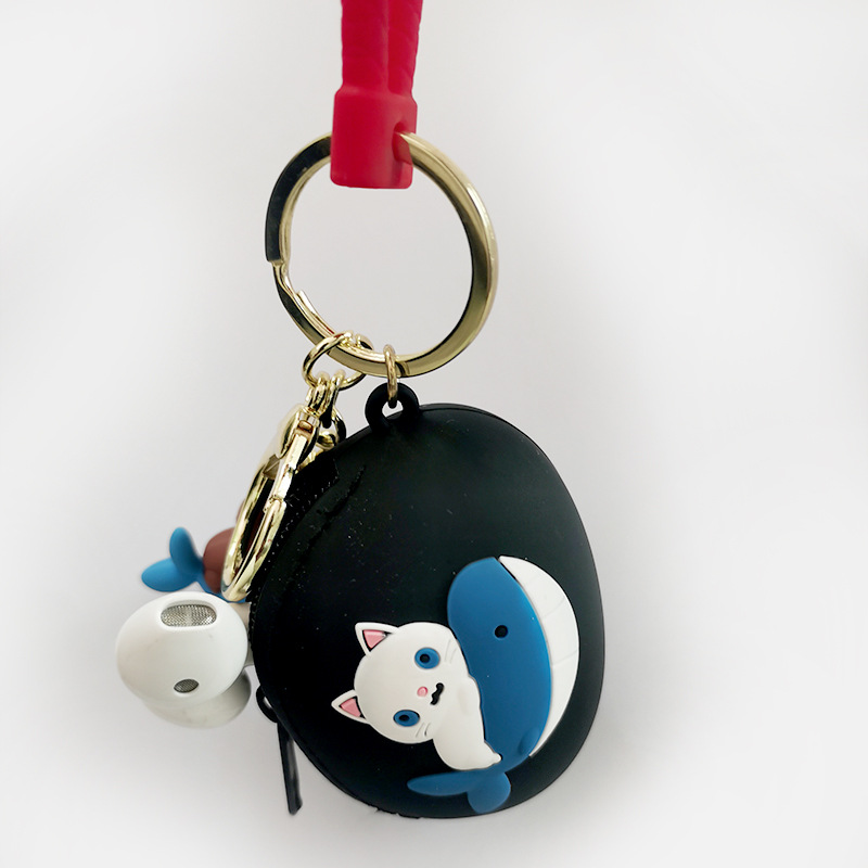 Venta al por mayor lindo gatito clave de silicona monedero llavero colgante creativo dibujos animados cambio cremallera bolsa almacenamiento