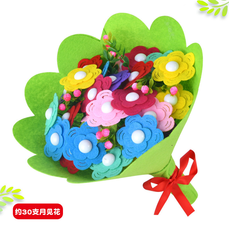 先生へdiy手作りプレゼントボタン花ハンド花幼稚園児手作り材料バッグ母の日プレゼント|undefined