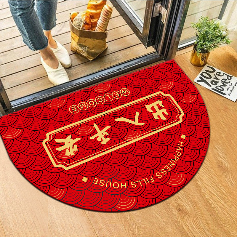Chinese-style doormat for entranceway, home-use festive door carpet, hallway stepping mat, non-slip doorway mat for outdoor use
