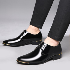Men's Cross-border Plus Size Leather Shoes 45 46 Business Formal Shoes Trendy Pointed Wedding Shoes for Grooms Korean Style Men's Shoes