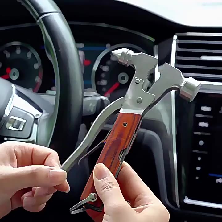 Car Multifunctional Safety Hammer Life-Saving Safety Hammer Pure Steel Escape Window Breaker Metal Life-Saving Hammer Stress Escape Hammer