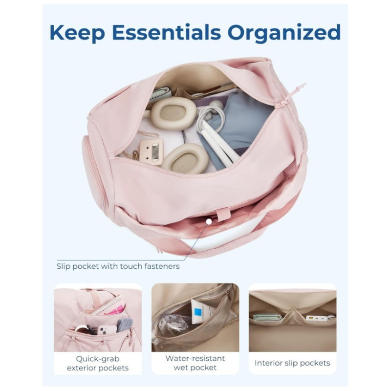 Amazon spot ligero con zapato compartimiento bolsa de equipaje con bolsillo mojado bolsa de viaje de yoga de mujer bolsa de fitness