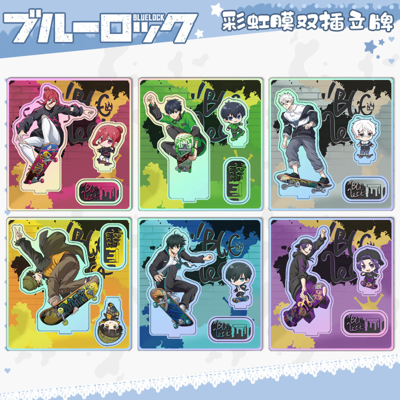 Blue prison skateboard series combination iridescent suit vertical painting two-dimensional acrylic ornaments gifts