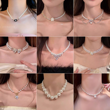 轻奢优雅珍珠水滴流苏水钻锁骨链时尚气质名媛高级感项链新款潮