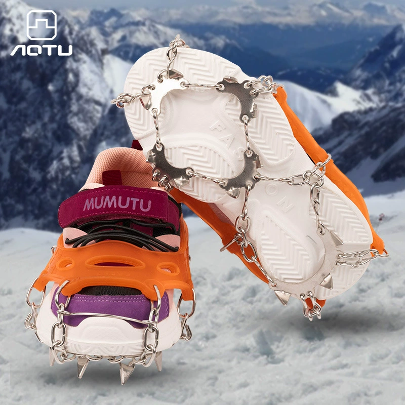 Детские кошапки с 11 зубьями на открытом воздухе Альпинизм снег лыжи Снежный коготь противоскользящие Чехлы для обуви шпилька цепь