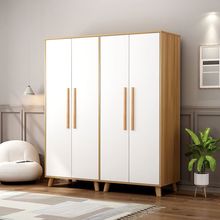衣柜实木质2门家用卧室家具北欧风衣橱4门出租房成人简易板式衣柜