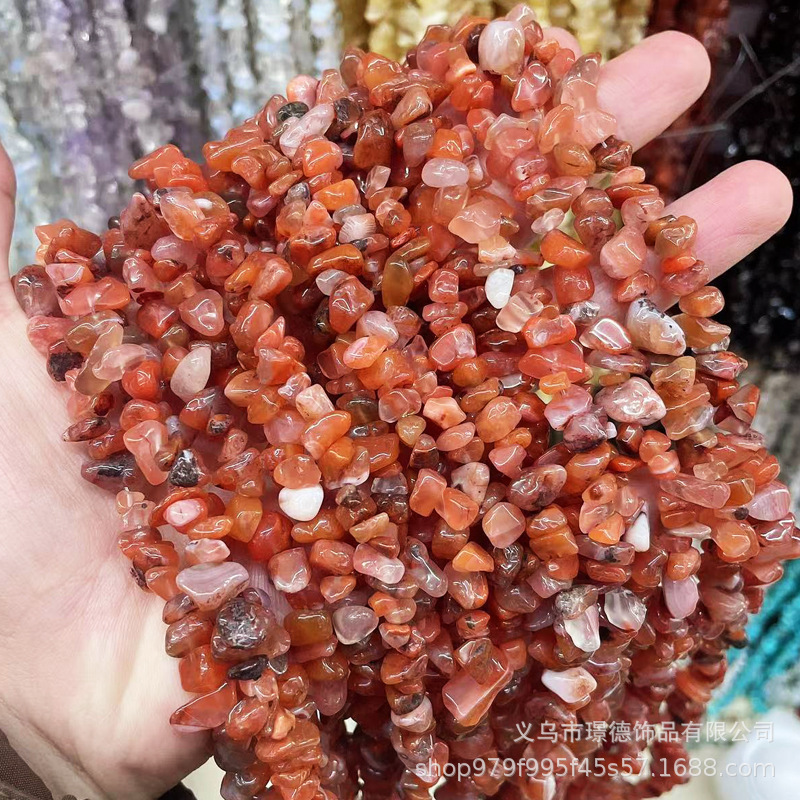 Jide Jewelry 5-8mm Red Agate Natural Gravel Irregular Hole DIY Jewelry Bracelet Necklace Semi-finished Products