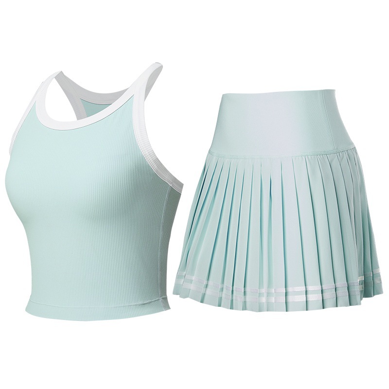 Nuevo conjunto de ropa de tenis de moda en una sola pieza de chaleco chaleco de tensión de color contraste ropa deportiva de yoga al por mayor