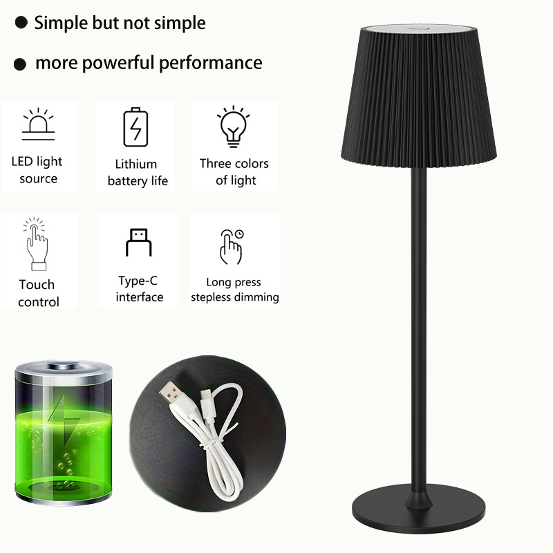 Fabrica directa transfronteriza rayas pie alto redondo lámpara de escritorio base de carga moderna y simple lámpara de atmósfera lámpara de mesa de comedor image 6