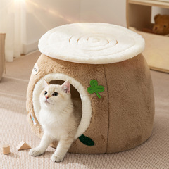 跨境猫窝秋冬季可爱萌趣凳子窝树洞窝封闭式保暖狗窝猫屋宠物窝垫