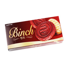韓國進口樂天 Binch賓馳巧克力夾心餅干102g*5盒 休閑零食品批發