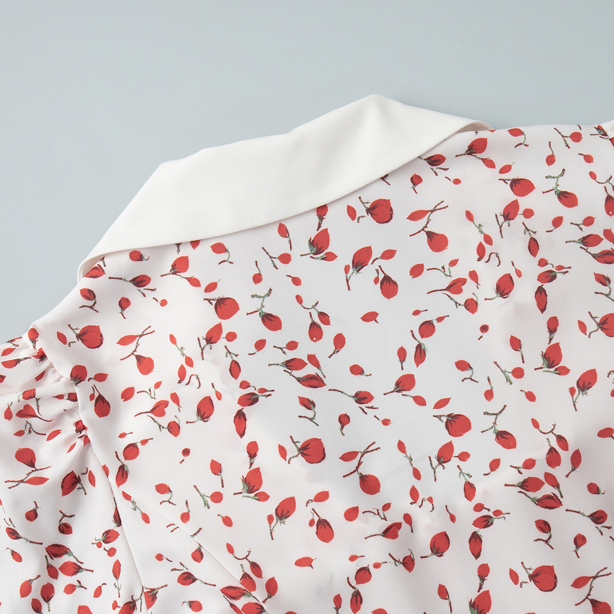 V-neck Printed Dress For Women, European And American Summer New Style, Bubble Sleeve Short Skirt_ecoleips.com