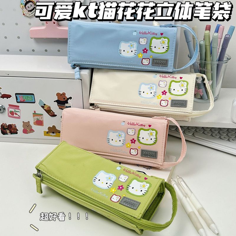 新款kt猫理想型笔袋ins高颜值简约学生文具大容量kitty翻盖铅笔盒|undefined