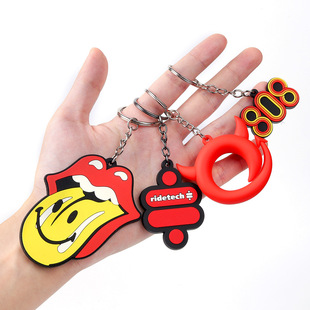 Cross-Border Pvc Soft Rubber Keychain Factory Customized Flat Printing Stereo Graphics Double-Sided Glue Key Pendant