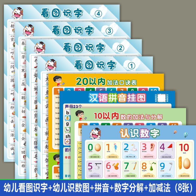 儿童宝宝看图识字挂图幼儿园小孩启蒙早教认字汉字表学习神器墙贴|undefined