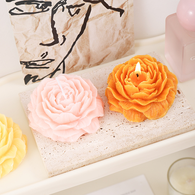 Fragancia de souvenirs con forma de flor de peonía, decoración de velas, ambiente, regalo, día de la madre, flores creativas, velas aromáticas