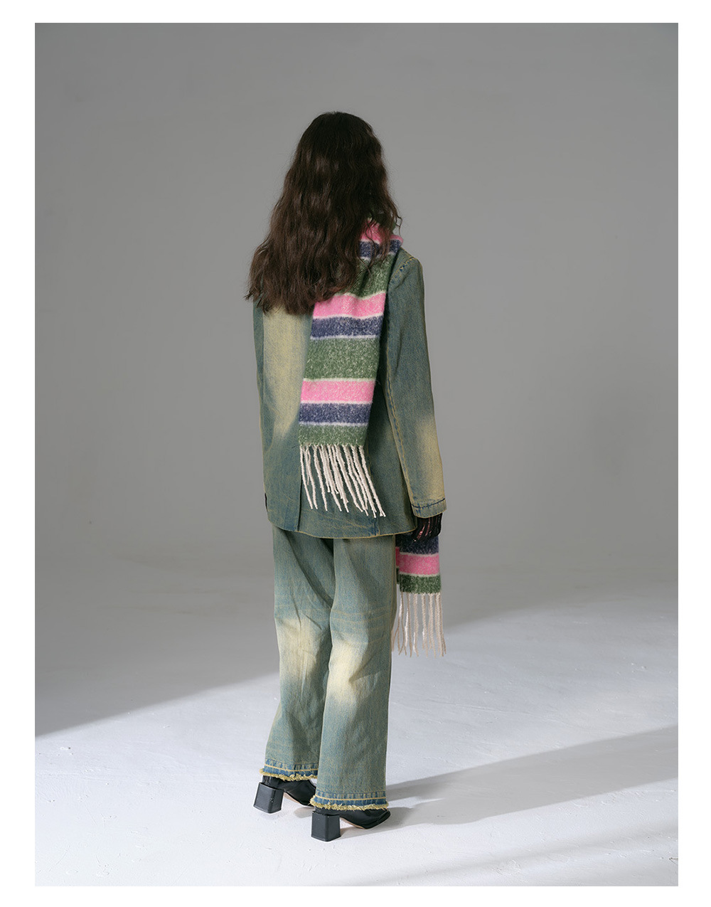 Bunter Gestreifter Fransenschal Für Damen Warmer Winterschal_voghion.com