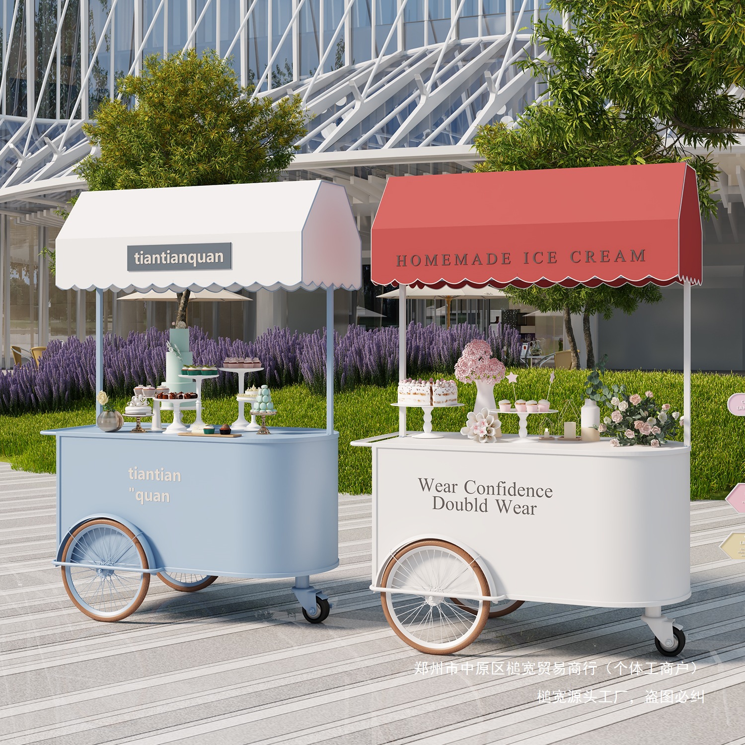 移动铁艺景区手推摊位售卖车网红夜市户外花车小推车商业广场展示