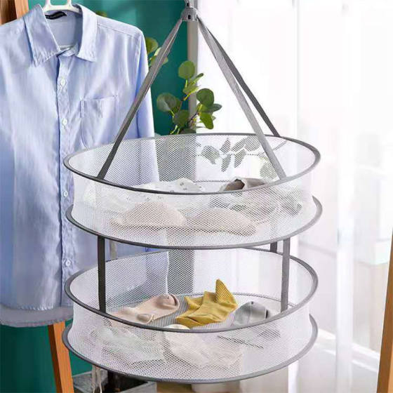 Foldable Windproof Clothes Drying Net Clothes Basket Clothes Tile Net Bag Household Hanging Socks Underwear Artifact Clothes Hanging Basket