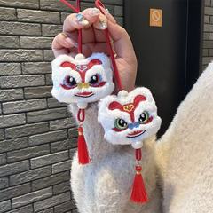 中国風のぬいぐるみ獅子の置物、タッセル飾り、かわいい車のキーホルダー、バッグの飾り、漢服のアクセサリー
