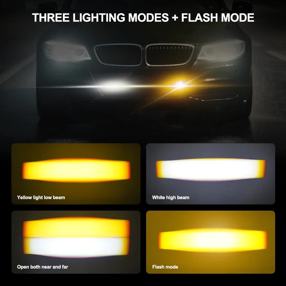 Lámpara de red de automóvil LED mini matriz láser faro de rejilla amarillo blanco LED motocicleta faro transfronterizo