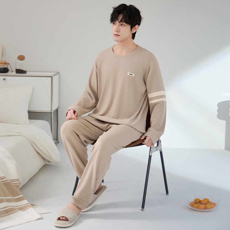 7A clase pijama de algodón de doble cara para hombres primavera, otoño y verano 2025 nueva manga larga 100% algodón engordado ropa para el hogar de tamaño grande