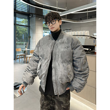 小众扎染棒球服棉衣男2025冬季新款美式高街宽松设计感保暖面包服