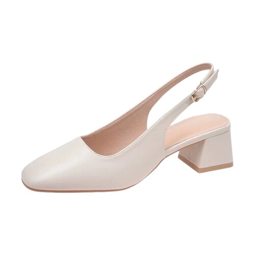 High Heel Back Open Toe Sandals Women's Outdoor Wear 2025 New Summer French Style Non-Tiring Foot Sandals Thick Heel Open Toe Slippers 