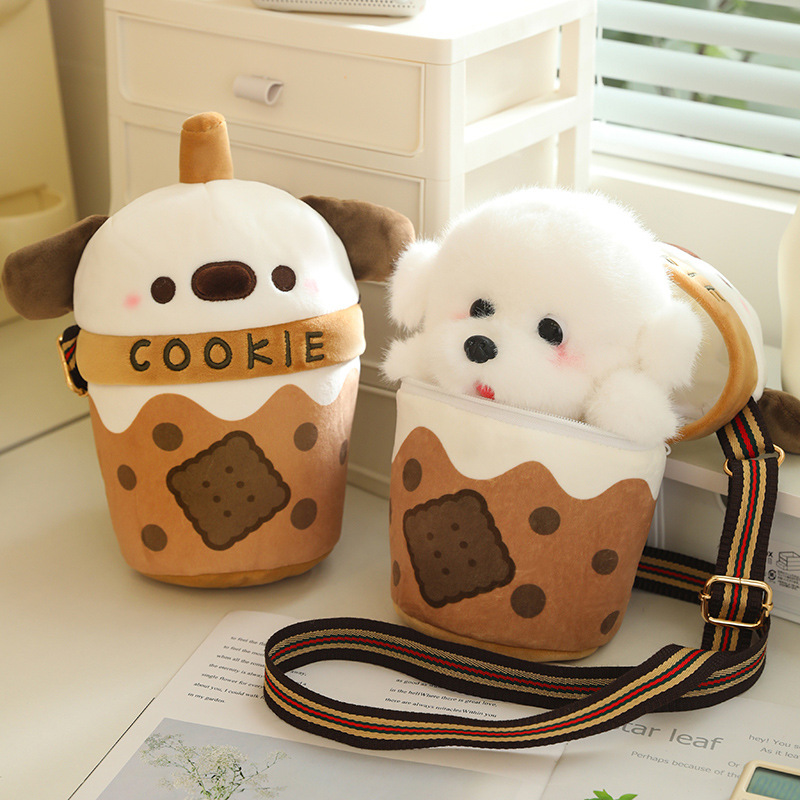 Mochila de Peluche Tipo Boba Tea con Forma de Perro, Conejo o Teddy - Bolso para Niños