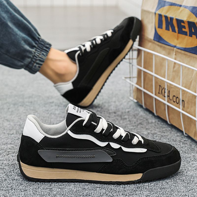 Black Labor Protection Shoes for Men 2025 Spring Slip-On Hong Kong Style Versatile Forrest Gump Sneakers Construction Site Wear-Resistant Work Shoes for Men