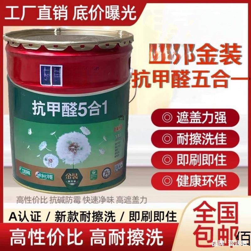 金装抗甲醛五合一内墙竹炭净味乳胶漆室内墙面漆自刷水漆白色
