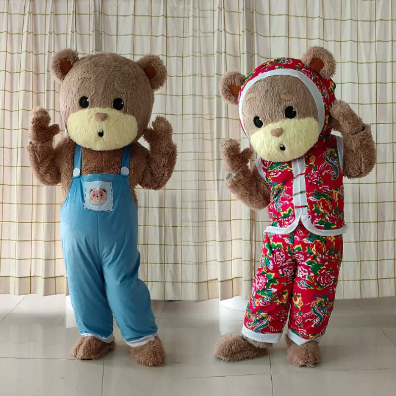 暴暴熊卡通玩偶服成人可爱毛绒小熊人偶蓝色背带裤引流网红道具服