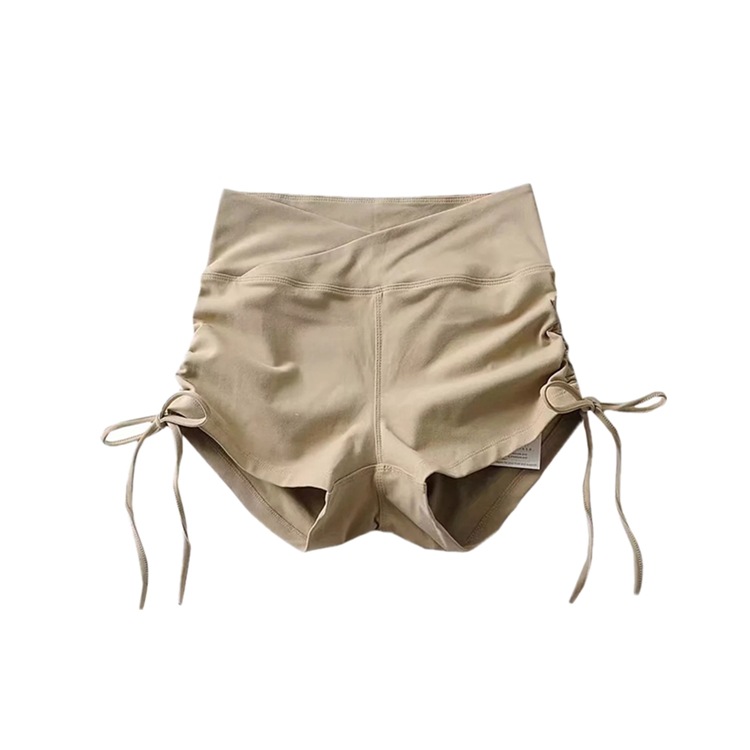 Hot Girl Hip-lift Stretch Slim-fit Sports Hot Pants Summer American Niche High Waist Side Drawstring Lace-up Shorts for Women