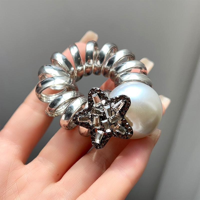 Línea telefónica trenzada transfronteriza, anillo para el cabello, perla, cabello trenzado recto, artefacto femenino, cola de caballo alta, burbuja, cabello trenzado, cuerda, accesorios para el cabello