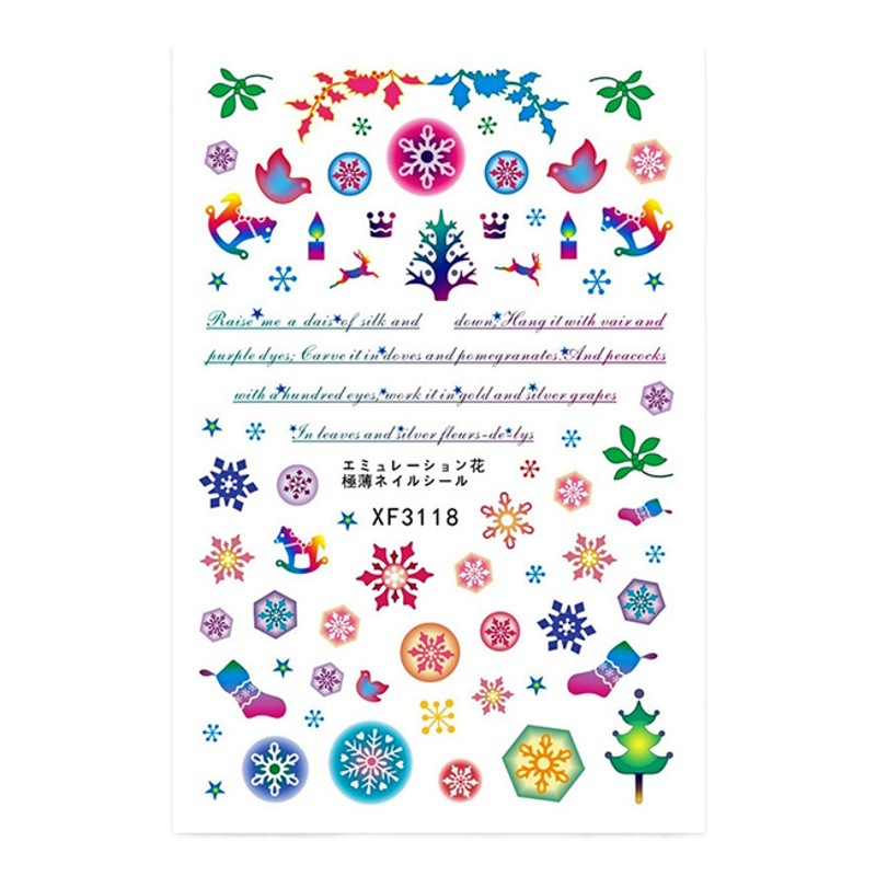 Cruz-frontera Navidad uñas pegatinas traje Santa Claus copo de nieve alelk creativo uñas pegatinas 6 unidades un conjunto