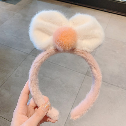 Internet celebridad mismo estilo orejas de conejo diadema Corea del Sur internet celebridad linda muñeca de dibujos animados horquilla diadema de felpa lavado de cara banda de pelo