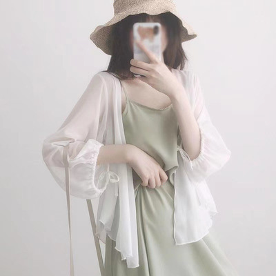 summer Korean Edition Easy Long sleeve Cardigan coat shirt Southeast Asia Women's wear Solid Thin section Windbreaker Sunscreen