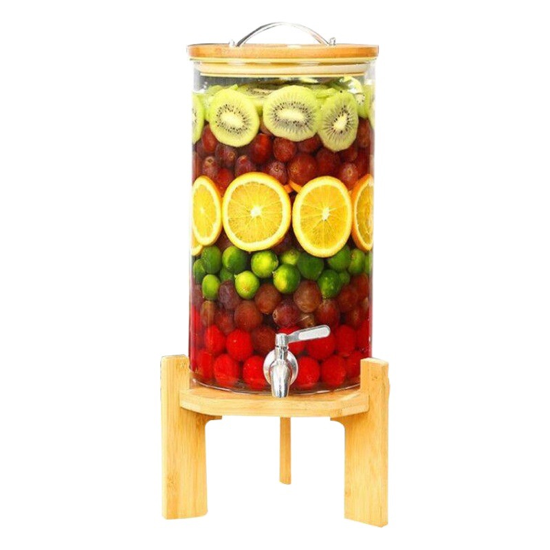 Fábrica al por mayor del hogar de gran capacidad transparente barril de vino de vidrio de borosilicato con grifo sellado enzima barril tanque de fermentación