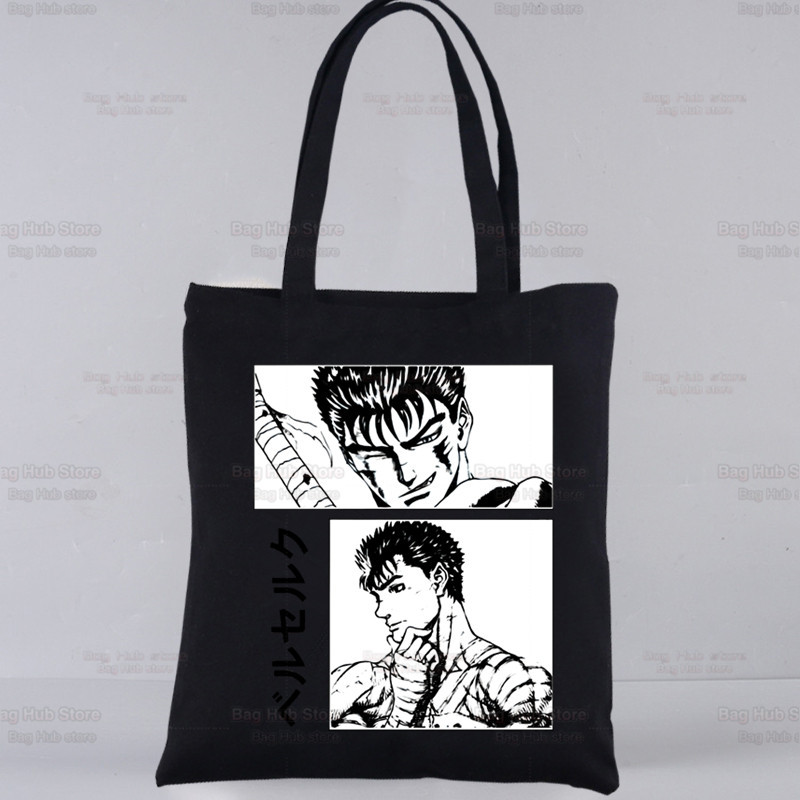 Berserk agallas espada estilo leyenda impreso bolsa de lona Harajuku bolso de hombro de moda bolsa de compras portátil AliExpress