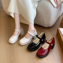 玛丽珍鞋显瘦女网红爆款显瘦软底日系复古粗跟黑色高跟鞋单鞋中跟