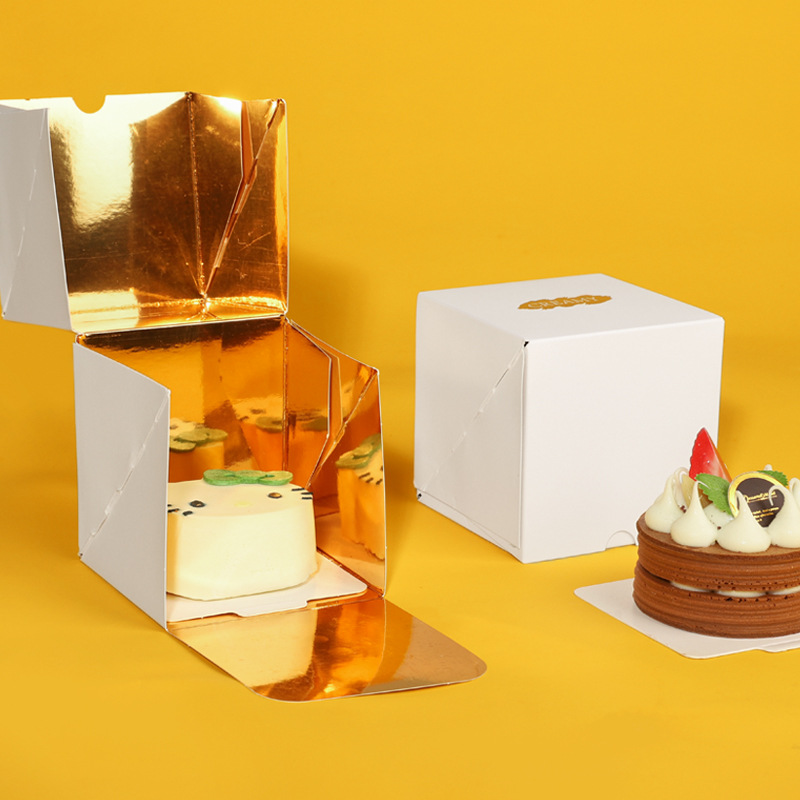 烘焙ins风烫金高档法式西点蛋糕包装盒法甜打包盒内盒金色慕斯盒