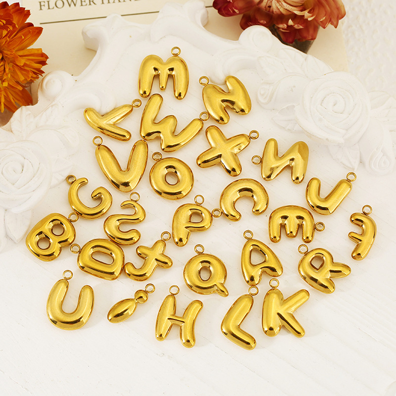 Plasma Polishing Stainless Steel 26 English Bubble Letter Pendant DIY Necklace Bracelet Letter Jewelry Accessories Plasma Polishing Stainless Steel 26 English Bubble Letter Pendant DIY Necklace Bracelet Letter Jewelry Accessories