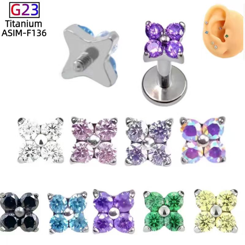 Pointed labret stud close-up product detail