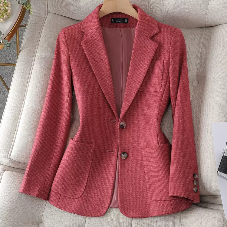 高级感名媛气质千鸟格小西装外套女士2023早秋季新款复古西服上衣