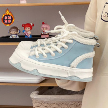 秋冬季加绒加厚棉鞋高帮帆布鞋女2025年新款保暖二棉鞋运动板鞋子